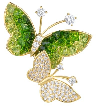 Wendalern Broche Papillon en Strass Double Papillons en Cristal Diamant CZ Insectes Épingle de Revers Foulard Châle Bouquet Corsage Accessoires Vestimentaires pour Femmes