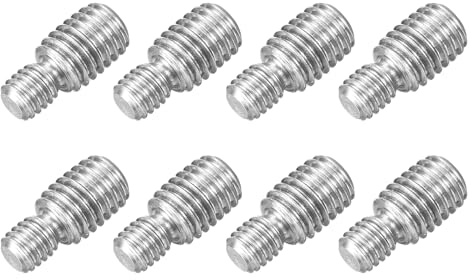 sourcing map M6 x 6 mm auf M8 x 10 mm Doppelend-Gewindebolzen, 8 Stück 304 Edelstahl-Gewindereduzierer-Adapter für Möbel-Maschinen, Montagebefestigung
