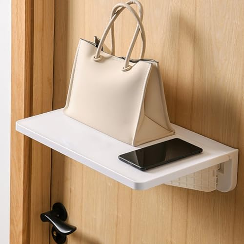 Table Rabattable, Tablette Murale Adhésive pour Salle De Bains, Petite Etagère Autocollante, sans Trou Ni Percage