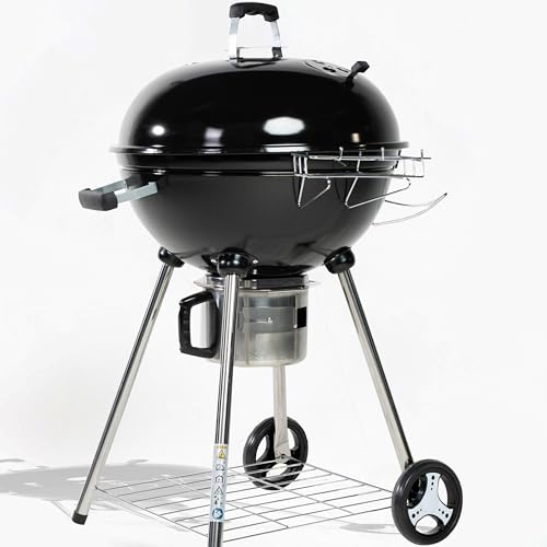 Ravigarden Barbecue Charbon de Bois 57 cm avec Couvercle | Barbecue Rond Charbon | BBQ Charbon 4 Pieds | Idéal pour 8 à 12 Personnes | Centre Amovible | Récupérateur de Cendres | Barbecue Boule