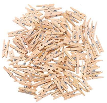 Cabilock 250pièces Pince à Linge Naturel avec Cordon De Jute Mini Clips pour Photos Et pour Décoration Et Bricolage Mètres De Incluse