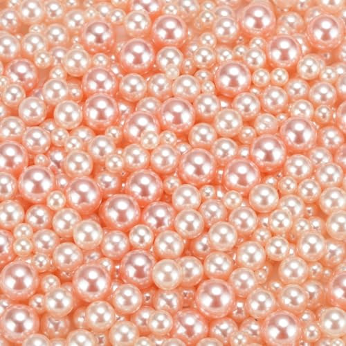 QUARKZMAN 800 Stück Faux Perlen zum Basteln, 3-8mm Ohne Loch ABS Runde Perlen für Vasenfüller, Schmuckherstellung, Vasenfüller, Kosmetikboxen, DIY-Teile, Tischstreuung, Wohnkultur, Orange