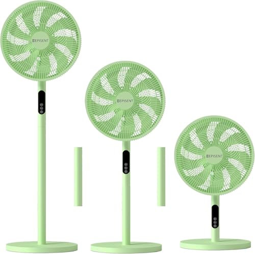 EPISENT 3in1 16″ Pedestal Fan & Desk Fan with Remote – 9H Timer, Quiet 3 Speed Cooling with 9 Blade Turbo Airflow – Adjustable Height 65-125cm – Oscillating Stand fan – Green