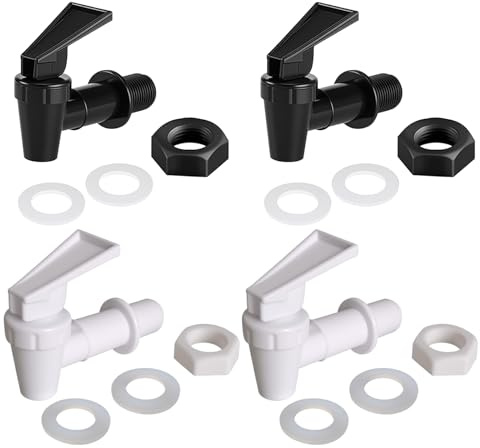 Xgvzs 4 grifos dispensadores de agua universales de repuesto en blanco y negro para cubo de lluvia de agua fría y caliente