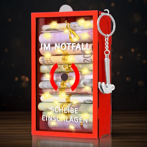 Sunwuun LED Geldgeschenke Geburtstag,Lustige Geschenke Notfallbox mit Hammer,Geldgeschenke Verpacken,Personalisierte Geschenke für Geld,Kreative DIY,Geburtstagsgeschenk für Männer und Frauen