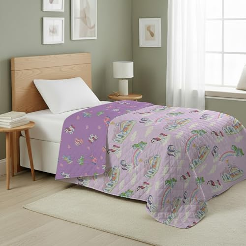 My Little Pony Vintage Quilted Blanket – Official Fleece Blanket with Classic Ponies | Soft and Lightweight Bedding for Bed or Sofa | 60 x 80 inches