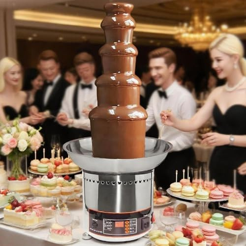 vnmudzeo Fuente De Chocolate Profesional, Acero Inoxidable 304, Control Digital De Temperatura, Rango De 0-150 °C, MáQuina para Fondue De 4-7 Niveles para Chocolate 5Layers