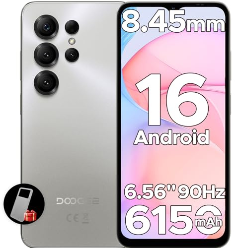 DOOGEE Note 56X Android 16 Smartphone Ohne Vertrag, 6150mAh Akku, Octa Core, 8,45mm Ultradünn+6.56 HD+ 90Hz Handy Günstig, 8MP, 24GB+64GB/2TB TF, 4G Dual SIM Simlockfreie Handys, Face ID/GPS/OTG