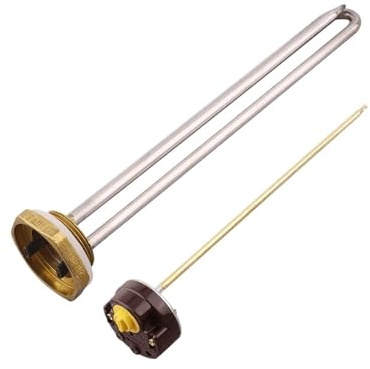 Water Heater Element With Thermostat For Solar 48v/96v 1 1/4'' Brass Flange Immersion Heater With Temperature Control 1kw/1.5kw(96V 1.5KW)