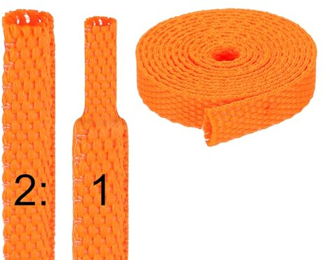 QUARKZMAN Manicotto Intrecciato Termorestringente Rapporto 2:1 Arancione | Diametro Interno 3/16, Lunghezza 3FT, Guaina Per Cavi Automobilistici, Tubo Intrecciato Protettivo, Tessuto