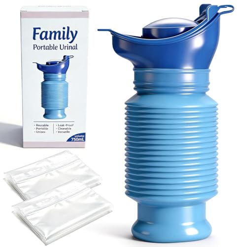 Topcloud Portable Urinal 750ML, Shrinkable Leak-Proof Unisex Emergency Urinal, Reusable Travel Urinal for Adults Elderly & All Family Users, Car Camping Traffic Jams Hiking Bedside Care