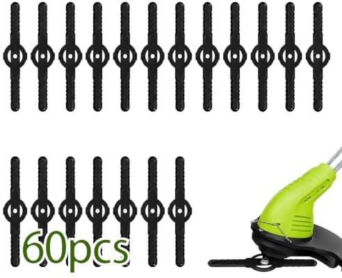60 Piezas Cuchillas de Repuesto para Cortacésped,Láminas de Plástico ABS Duraderas para Cortadoras de Césped Inalámbricas,Cuchillas Universales de Jardín,Instalación Rápida Eficiente,Negro
