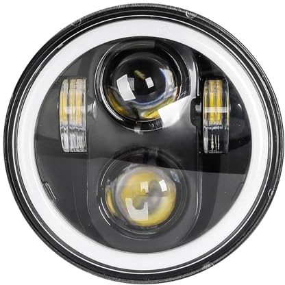 PYBYCEGNZK Faro LED Moto Per Sportster 1200 883 Per Street 500 750 5.75 Pollici LED Faro Moto 5-3/4 Proiettore Led Halo Angel Eyes 2 Pezzi Fanale Anteriore