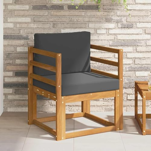 MinoLiving Outdoor-Sofa aus massivem Akazienholz und Polyester, wetterfestes Lounge-Sofa mit Polster und Kissen, modulare Sitzgruppe für Terrasse, Balkon, Wintergarten und Garten