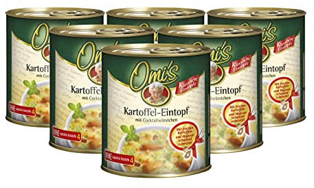 Buss Omi’s klassischer Kartoffeltopf -Traditioneller Suppentopf mit Bauchspeck und Würstchen - Schnelle Fertiggerichte zum Aufwärmen in Mikrowelle & Topf - 6 x 800g