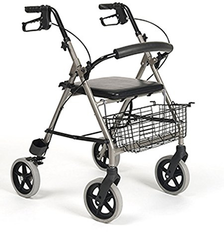 ROLLATOR GEHHILFE AUS ALUMINIUM LEICHT STOCKHALTER GEHWAGEN RÜCKENLEHNE 4 RÄDER