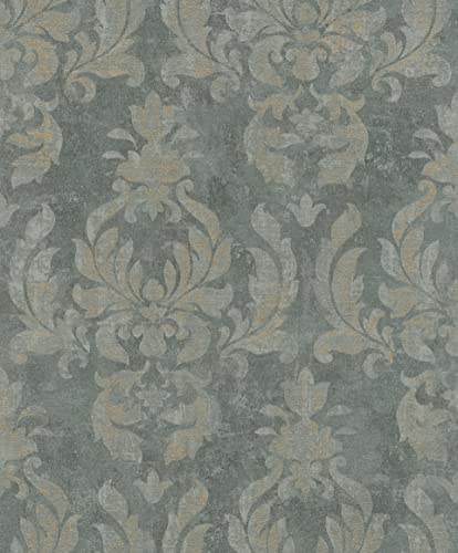 rasch Tapete 467413 aus der Kollektion Vincenza – Vliestapete mit fein skizzierten Ornamenten in Blau-Grau im klassischen Stil – 10,05m x 53cm (L x B)