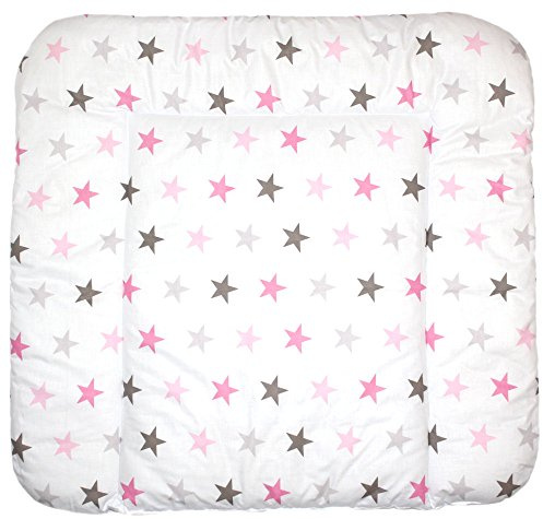 Baby Auflage Wickelauflage - STAR ROSA-GRAU - 70x50 cm 70x70 cm 70x85 cm Wickeltischauflage 70x85 cm