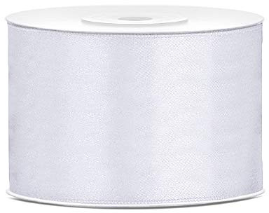 DaLoKu Satinband 6/12/25/38/50/100mm x 25m Geschenkband Schleifenband, Größe: 50mm x 25m, Farbe: Weiß