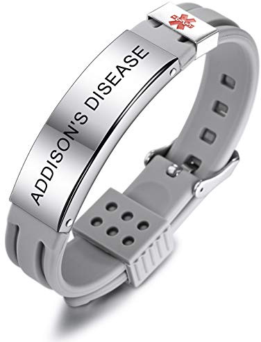 MOWOM Medical Braccialetto Personalizzato con Incisione in Silicone identificativo Regolabile per Uomo Donna Bambini in Acciaio Inossidabile Gomma- (Pacchetto con Carta di Emergenza, Supporto)
