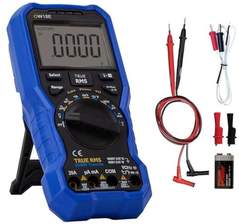 OWON OW18E Multimetro Digitale, Voltmetro Amperometro Ohmmetro 20000 Conteggi True Rms, Schermo Retroilluminato, Bluetooth, Tester Tensione Corrente Resistenza Capacità, Registratore