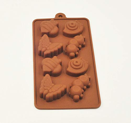 Selecto Bake 8 Cavity Insect Silicone Mould Set, 1 Pcs Mini Butterfly Snail Ladybug Bee Bug Chocolate Candy Mold, Made Little Candy Soap Crayon Wax Melt Ice Cube Mould Tray