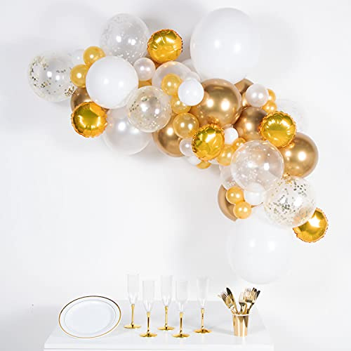 amscan 9910293 – Gold & Weiß DIY Ballon Girlande Kit, Gold
