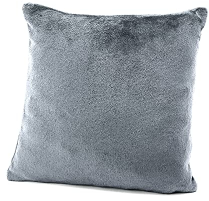 heimtexland ® Flanell Kuschel Kissen Super Soft Dekokissen Plüsch Typ380 Kissenhülle Grau 40x40 cm
