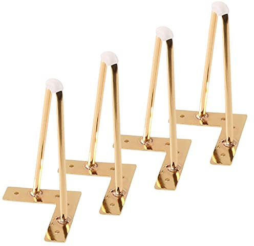 4er Set Haarnadel Möbelfüße Metall Hairpin Tischbeine Couchtisch Füße Massiveisen Stehttischfüße Mit 2 Stange,für Schrank Esstisch Nachttisch Schreibtisch,mit Schrauben,Gold (18cm/7.1in)