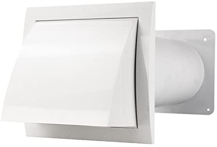 Traversée de mur - Hotte murale - En plastique - Blanc - Sans clapet anti-retour - Diamètre : 125 mm