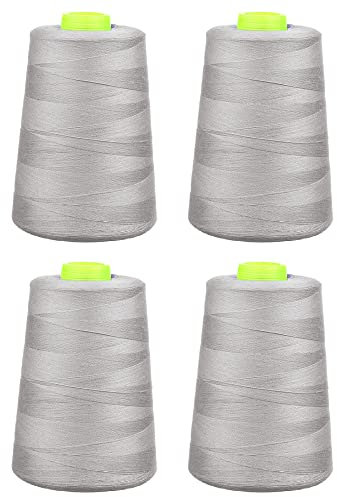 Phönix 4x5000m Universal Qualitätsgarn, Stärke 120 Nähgarn für Overlock-Nähmaschinen (Grau)