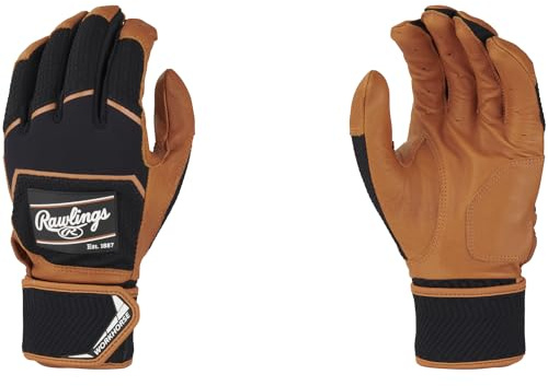 Rawlings Workhorse Baseball Batting-Handschuhe | Kompressionsriemen | Erwachsene XL | Karamell / Schwarz
