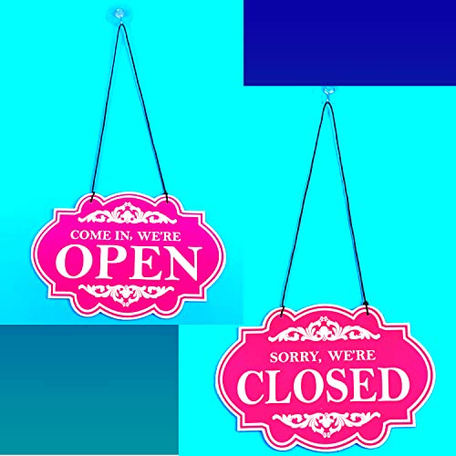 Letrero de negocios abierto y cerrado, reversible de doble cara con texto en inglés Come in We're Open and Sorry We're Closed, letrero colgante para restaurante, club, cafetería, hotel, tamaño: 250