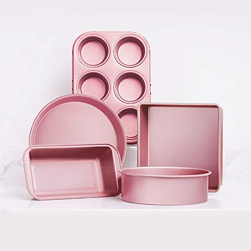 BAtlam Baking Trays Set Non Stick Baking Trays Cake Tin Set The Double-layer Non-stick Bakeware Is Suitable For Ovens And Microwave Ovens,and Is The Best Choice For Baking Lovers (pink)