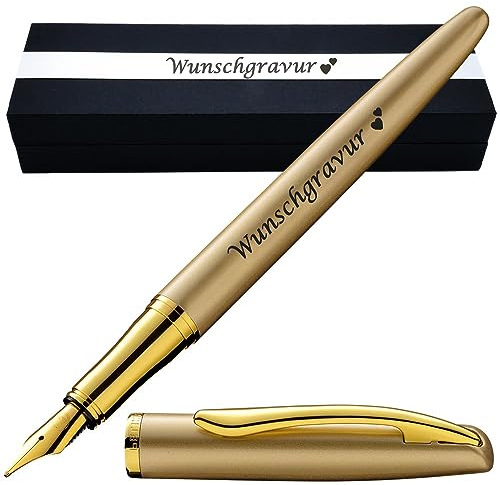 Pelikan Füllhalter Jazz® Noble Elegance mit Gravur als Geschenk | Emojis Gravur möglich | Farbe Gold | personalisiert mit Wunschgravur Pelikan Füller mit Gravur