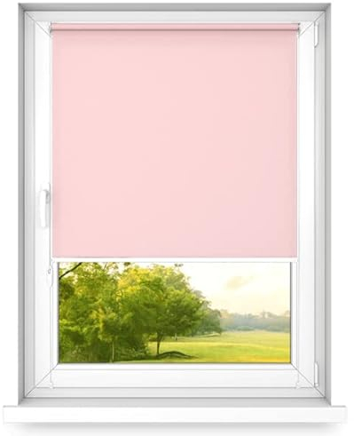 time4blinds Mini Rollo Basic - Rollo - Nicht-Invasiv - Fensterrollo innen ohne Bohren - Nicht-Invasive Griffe - Polyester - Dimmen Rollo - 100 x 120 cm Rosa - Rechte Steuerungsseite