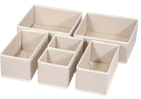 Kiswleon 6 Pezzi Organizer Cassetti Armadio,Divisori per Cassetti,Organizer Armadio Salvaspazio,Organizer Cassetti,Organizzatore Cassetti per Mutande,Magliette,Reggiseni,Cinture,Maglioni