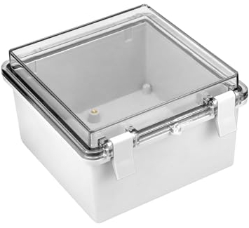 QWORK® Outdoor Junction Box Electrical Box with Hinged Transparent Lid - ABS/PC Alloy IP65 Waterproof - 150mm x 150mm x 90mm
