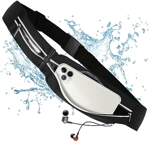 Laufgürtel für Handy, Sportgürtel Lauftasche.Ultraleichte Hüfttasche für Joggen, Fitness, Damen und Herren Schwarz