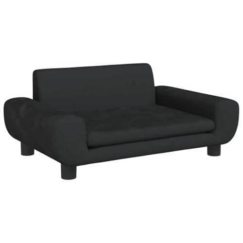 vidaXL Lettino per Cani in Velluto Nero 70x45x33 cm, Divano per Animali Domestici