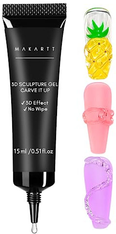 Makartt 3D Gel Nail Art - 15g Rhinestone Glue Gel for Nail Charms,Multifunktionales Skulptur-Nagelgel für DIY-Nageldesign,Nagelschnitzerei Nagelmodellage Hause(Clear)