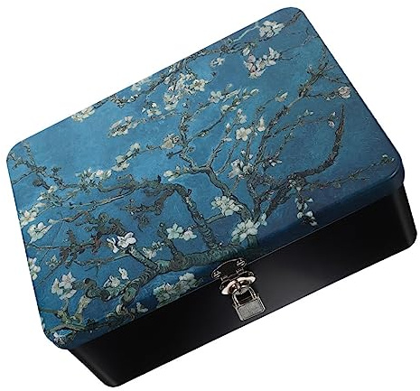 OKUMEYR Aufbewahrungsbox Schwarze Blechdose aus Weißblech mit Schloss Leicht und Robust für Schmuck und Kleine Dinge