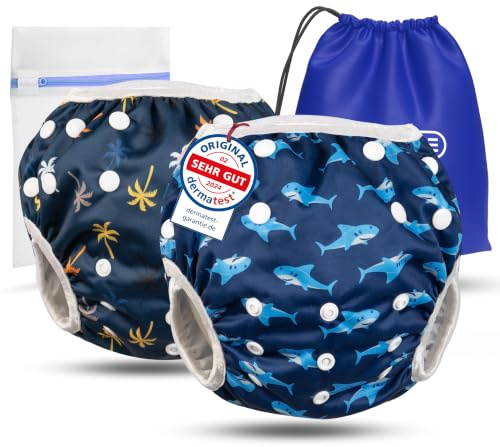 KIDVERSE Schwimmwindel Baby | Wiederverwendbare Schwimmwindel - Hautfreundliche Badewindel Dermatest geprüft - Verstellbare Baby Badehose Mädchen & Jungen
