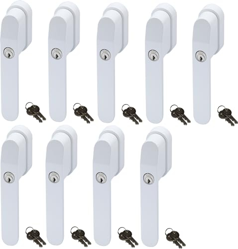 ABUS FG400W, abschließbarer Fenstergriff in weiß im Set 9 Stück, alle gleichschließend AL0125 mit achtzehn Schlüsseln