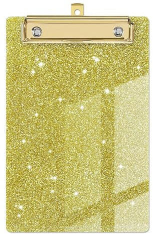 Porte-Blocs Presse-papiers à paillettes, organiseur de papier, avec Clip doré à profil bas, dossier de Menu, mémo Flash, dossier de fichiers Planchettes à Pince (Color : Yellow)