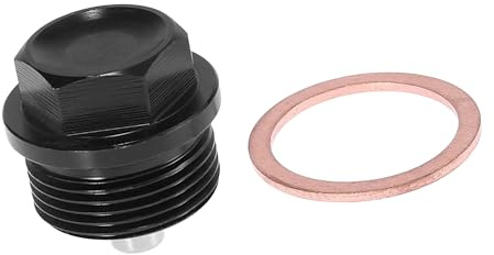 A ABSOPRO Universaler M24 x 1.5 Magnetischer Ölablassschraube Ölwanne Ablassschraube mit Dichtung Schwarz