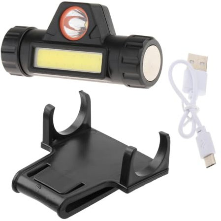 LOVIVER Faro per torcia per casco da saldatura con supporto Lampada da lavoro ricaricabile Luce forte Supporto per testa multifunzionale con visione ampia