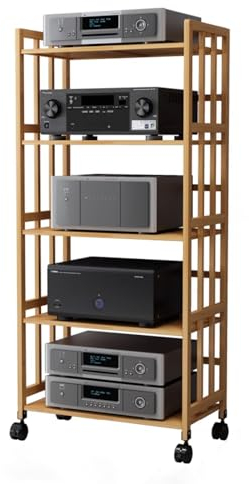 mobile per altoparlanti Console stereo vintage di grande capacità/armadio AV, Supporto per diffusori regolabile a 5 livelli/ Scaffale per apparecchiature elettroniche, Rack per componenti audio con ru