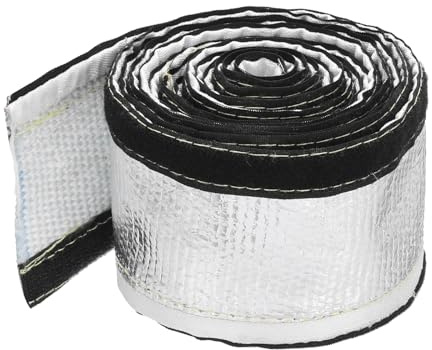 QUARKZMAN 1,5mm Gaine Thermique en Aluminium 9/16 ID x 10Ft Manchon Thermique en Fibre de Verre Métallique en Aluminium pour Lignes de Carburant, Câbles et Câblage Électrique
