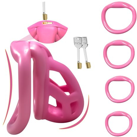 7.0 Peniskäfig,3D Chastity Cage Male Cock Cage,mit Mini Schloss & 4 Arc Hodenringe Penisring,Keuschheitskäfig Herren,Keuschheitsgürtel für Herren,BDSMs Sex Spielzeug für die Männer (S)